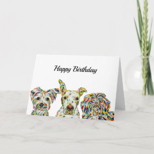 Yorkshire skräcker, Pitbull, Shih Tzu Birthday Car Kort
