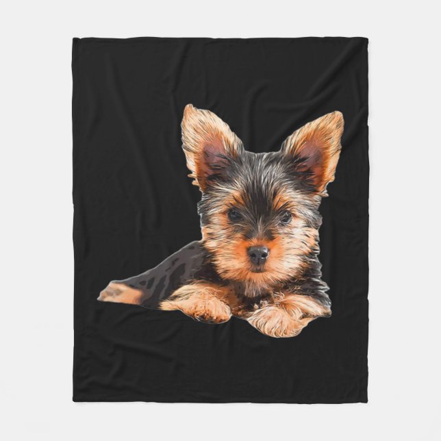 Yorkshire skräcker Yorkie Puppy Hund Fleecefilt (Framsidan)