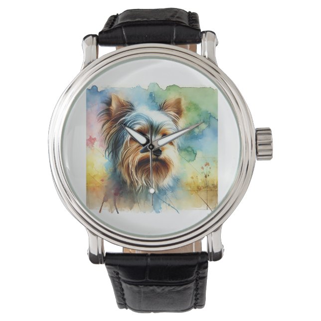 Yorkshire Terrier 080724AREF106 - Watercolor Armbandsur (Framsida)