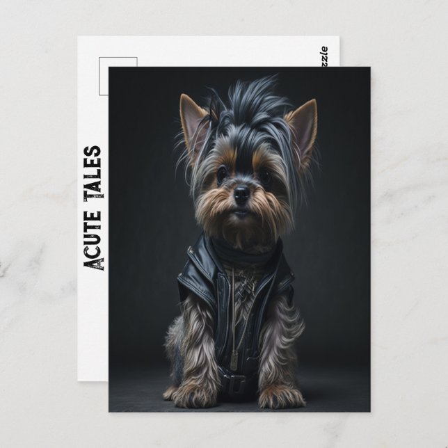 Yorkshire Terrier Acute Tales Yorkie Sten Fatigues Vykort (Fram/baksida)