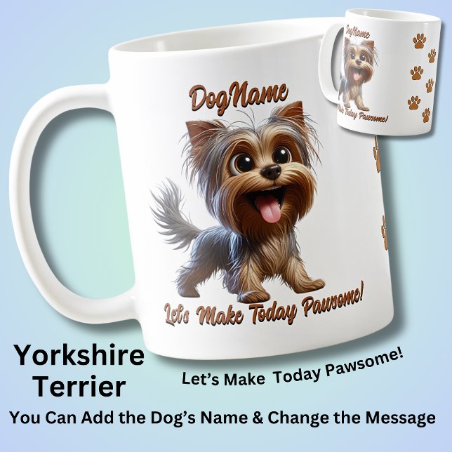 Yorkshire Terrier - Add Hund's Namn, Change Text Kaffemugg (Skapare uppladdad)