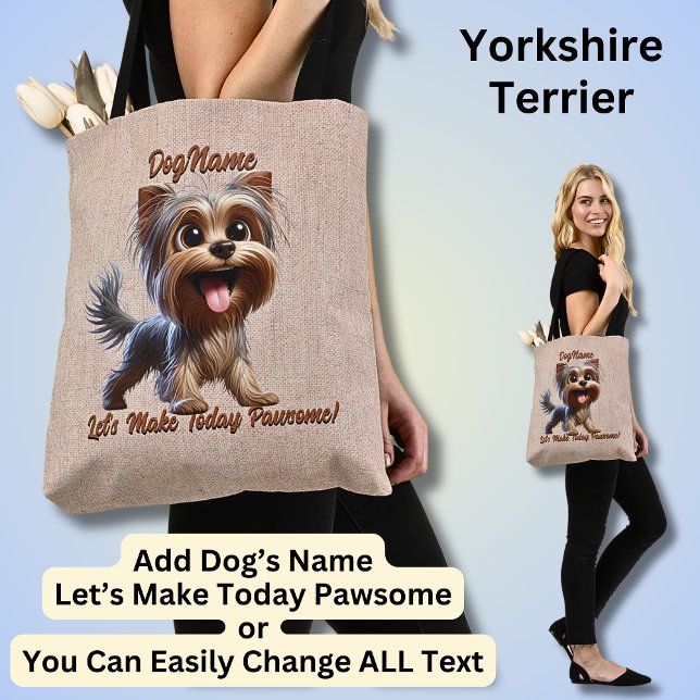Yorkshire Terrier - Add Hund's Namn, Change Text Tygkasse (Skapare uppladdad)