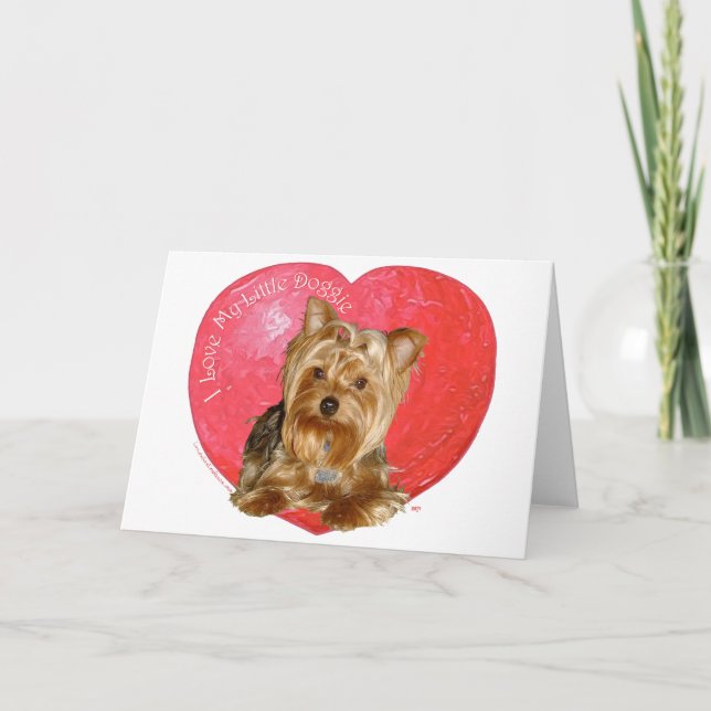 Yorkshire Terrier Alla hjärtans dag Helgkort (Framsida)