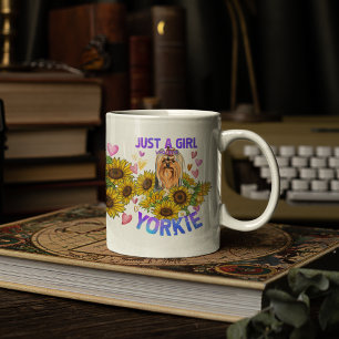 Yorkshire Terrier Älskare Solros Trainer Blommigt Kaffemugg