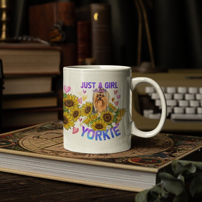 Yorkshire Terrier Älskare Solros Trainer Blommigt Kaffemugg (Skapare uppladdad)