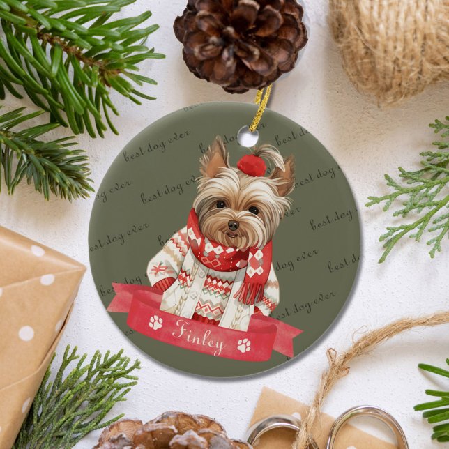 Yorkshire Terrier Anpassningsbar jul Ornament (Skapare uppladdad)
