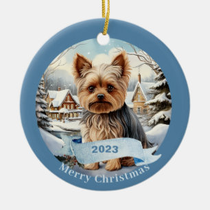 Yorkshire Terrier Art Hund Pet Julgransprydnad Keramik