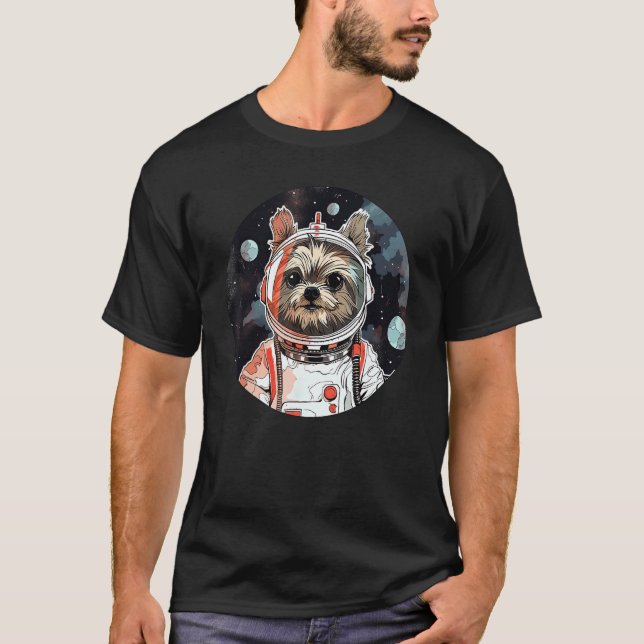 Yorkshire Terrier Astronaut Rolig hund Space Kosty T Shirt (Framsida)