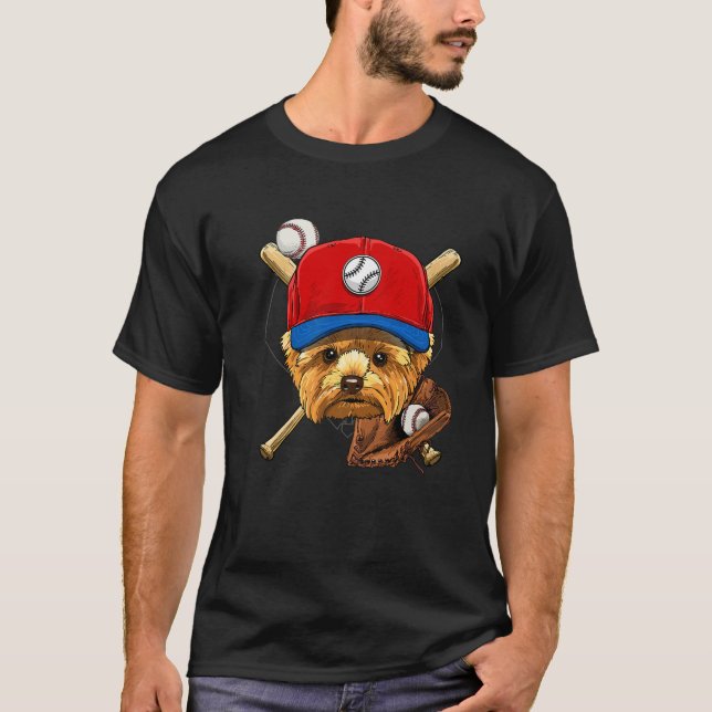 Yorkshire Terrier Baseball Hundälskares Baseball P T Shirt (Framsida)