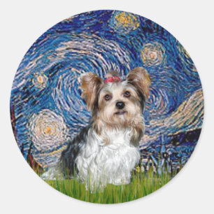 Yorkshire Terrier (Biewer) - Starry Night Runt Klistermärke