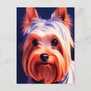 Yorkshire Terrier Blue Porträtt 003 Postcard Vykort