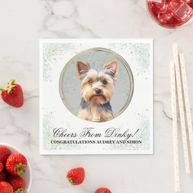 Yorkshire Terrier Bröllop Napkins With Hundar Phot Pappersservett (Insitu)