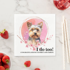 Yorkshire Terrier Bröllopsservetter Med Hund Foto Pappersservett