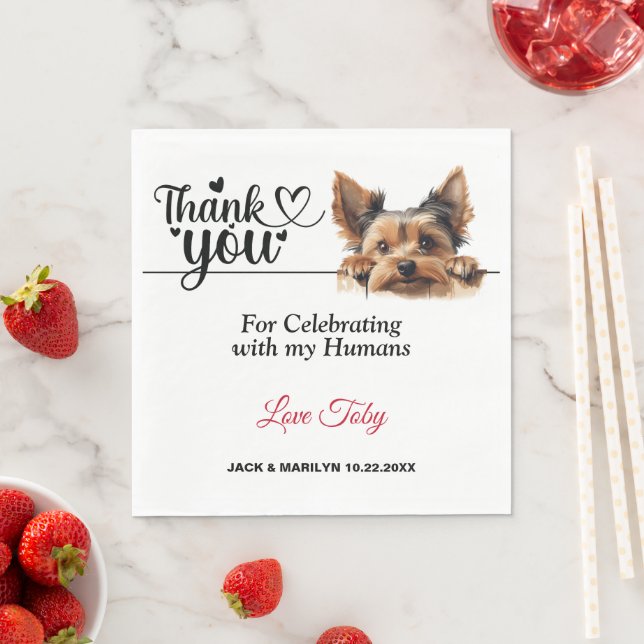 Yorkshire Terrier Bröllopsservetter med hundfoto Pappersservett (Insitu)