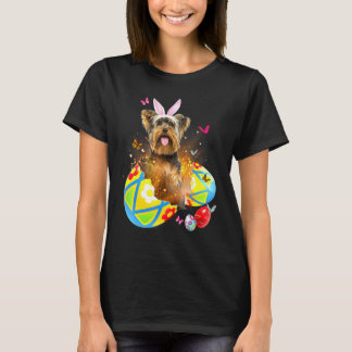 Yorkshire Terrier Bunny Ear Eggs Hunt Påsk Costu T Shirt