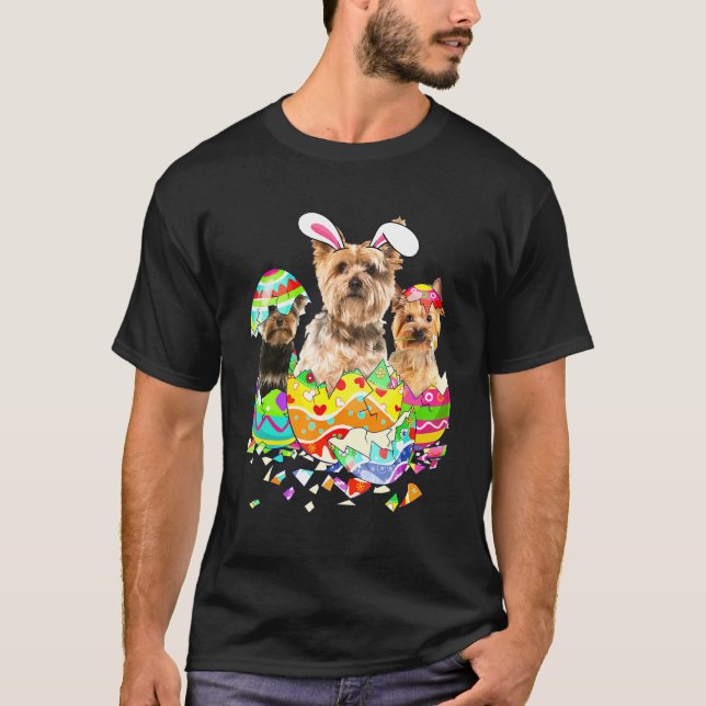 Yorkshire Terrier Bunny Glad påsk Hund T Shirt (Framsida)