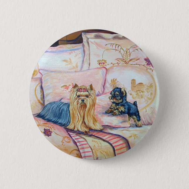 Yorkshire Terrier Button Pin Knapp (Framsida)