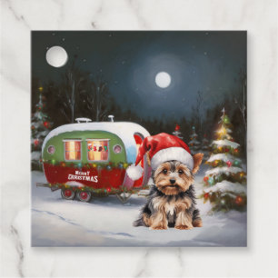 Yorkshire Terrier Caravan jul Äventyr Gåvor Etiketter