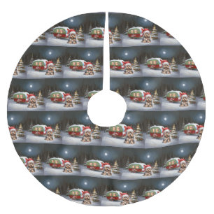 Yorkshire Terrier Caravan jul Äventyr Julgransmatta Borstad Polyester