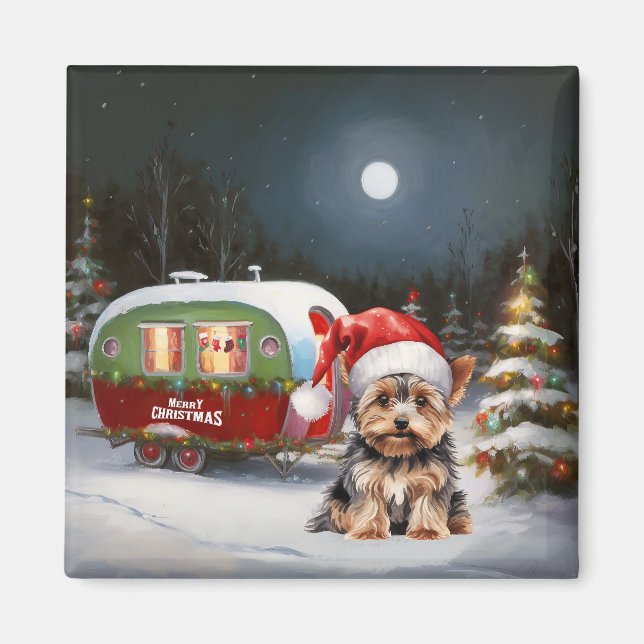 Yorkshire Terrier Caravan jul Äventyr Magnet (Framsidan)