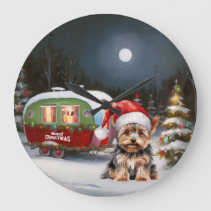 Yorkshire Terrier Caravan jul Äventyr Stor Klocka