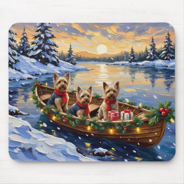 Yorkshire Terrier Christmas Boat Holiday Musmatta (Framsidan)