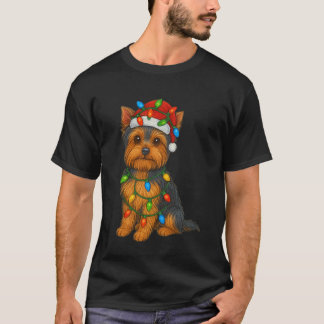 Yorkshire Terrier Christmas Lights Dog Lover Xmas  T Shirt