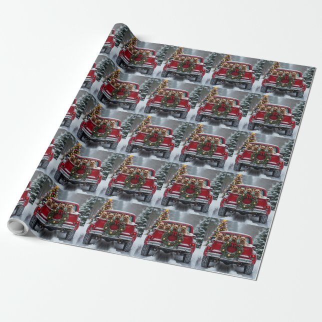 Yorkshire Terrier Christmas Red Truck Holiday Gift Presentpapper (Utrullad)