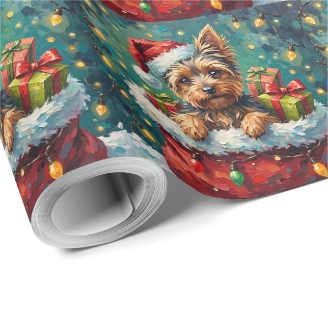 Yorkshire Terrier Christmas Santa Bag Adventure Presentpapper (Rulle Hörn)