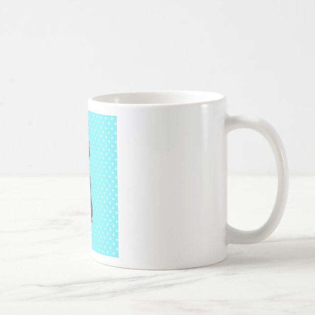 Yorkshire Terrier Doberman Blue Polka dots Kaffemugg (Höger)