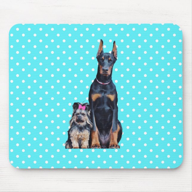 Yorkshire Terrier Doberman Blue Polka dots Musmatta (Framsidan)