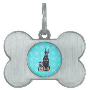 Yorkshire Terrier Doberman Blue Polka dots Namnbricka Husdjur