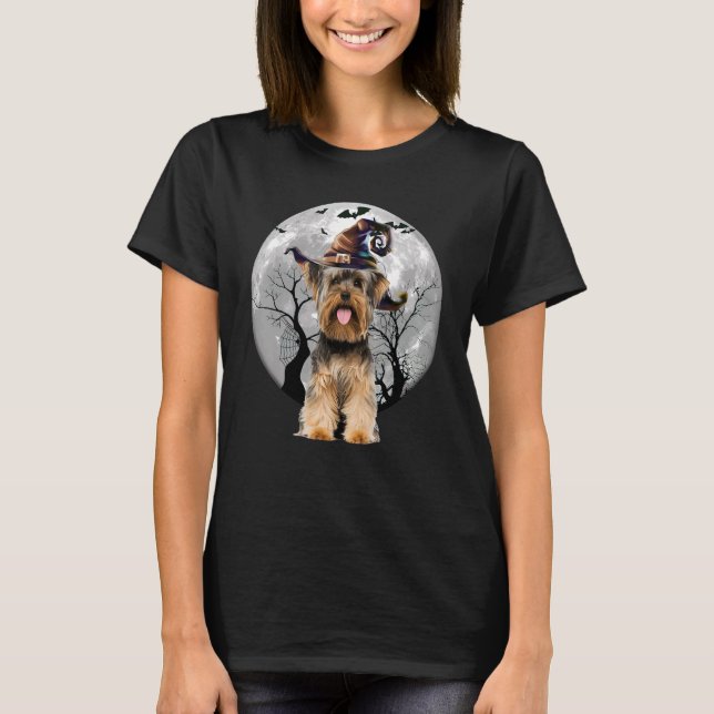 Yorkshire Terrier Dog And Moon Halloween Costume D T Shirt (Framsida)