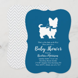 Yorkshire Terrier Dog Baby Shower Blue Boy Inbjudningar
