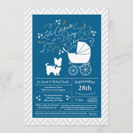 Yorkshire Terrier Dog Baby Shower Blue Boy Inbjudningar