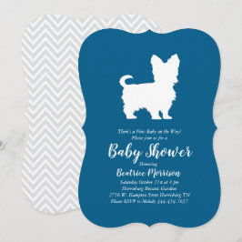 Yorkshire Terrier Dog Baby Shower Blue Boy Inbjudningar