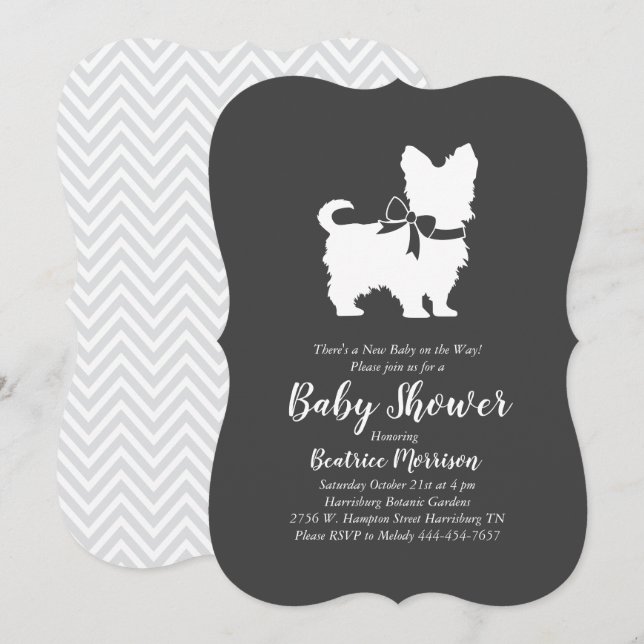Yorkshire Terrier Dog Baby Shower Gender Neutral Inbjudningar (Fram/baksida)
