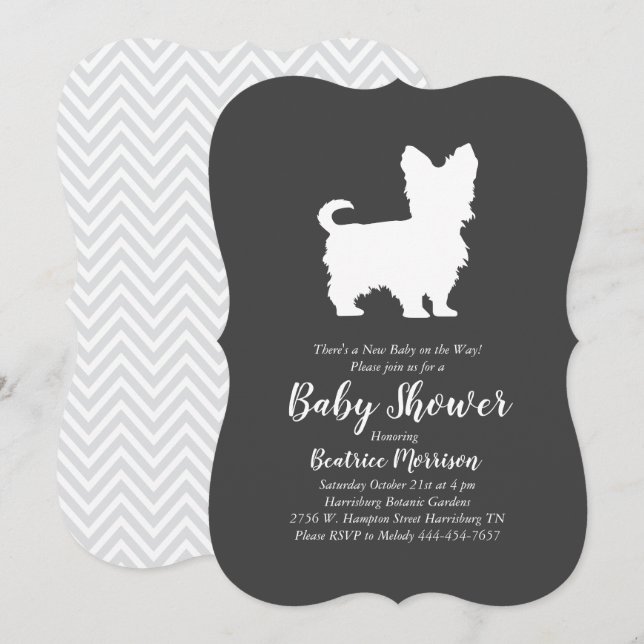 Yorkshire Terrier Dog Baby Shower Gender Neutral Inbjudningar (Fram/baksida)