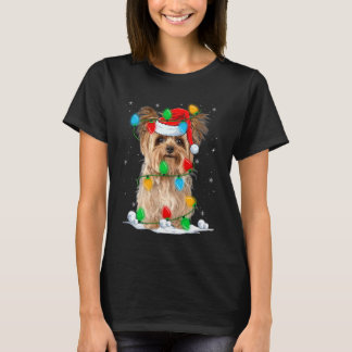Yorkshire Terrier Dog Christmas Lights Funny Santa T Shirt
