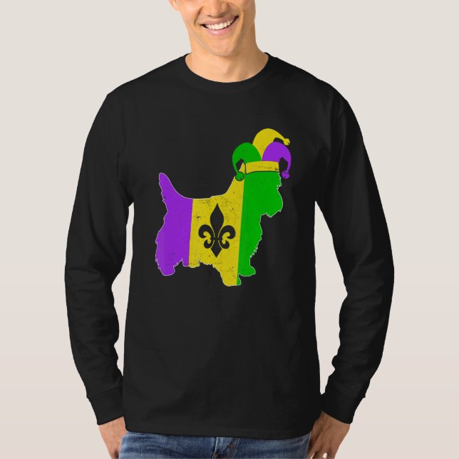 Yorkshire Terrier Dog Mardi Gras Carnival Funny Pu T Shirt (Framsida)