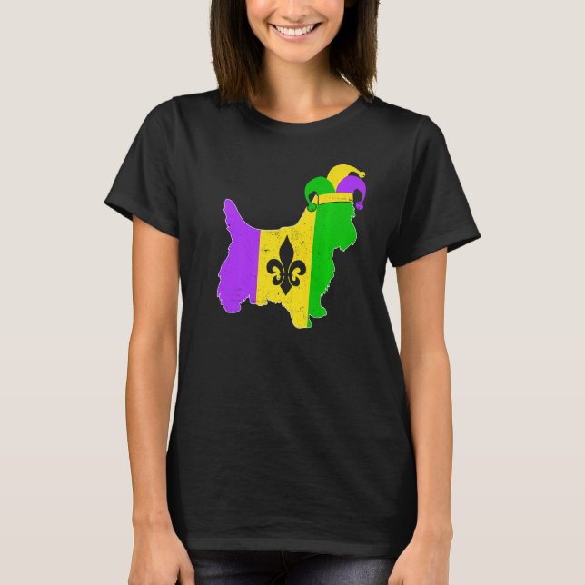 Yorkshire Terrier Dog Mardi Gras Carnival Funny Pu T Shirt (Framsida)