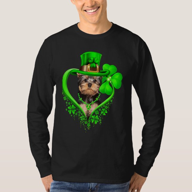 Yorkshire Terrier Dog St Patricks Day Lover Irish  T Shirt (Framsida)