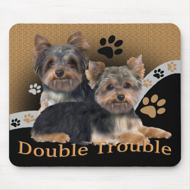 Yorkshire Terrier Dubbla Trouble Gifts Musmatta (Framsidan)