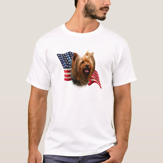 Yorkshire Terrier Flagga T-shirt (Framsida)