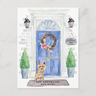 Yorkshire Terrier Flytta Announcement Postcard Vykort