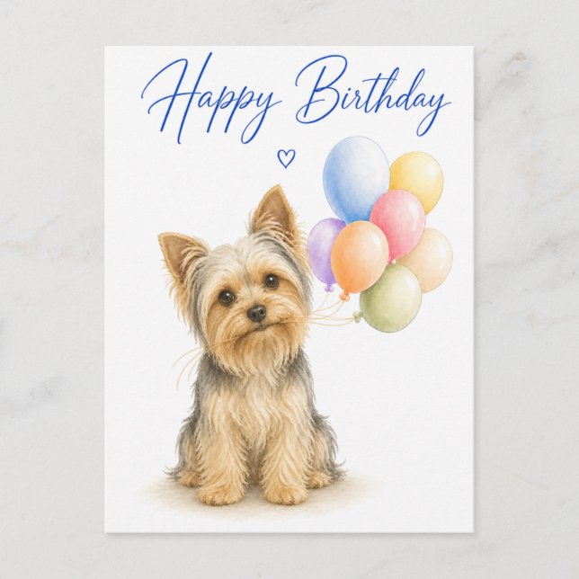 Yorkshire Terrier Födelsedag Vykort (Framsida)
