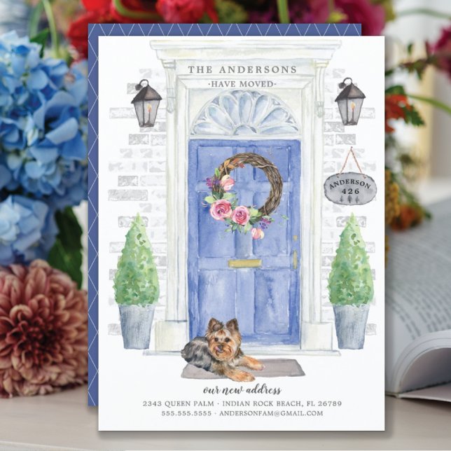 Yorkshire Terrier Front Door Flytta Announcement Inbjudningar (Skapare uppladdad)