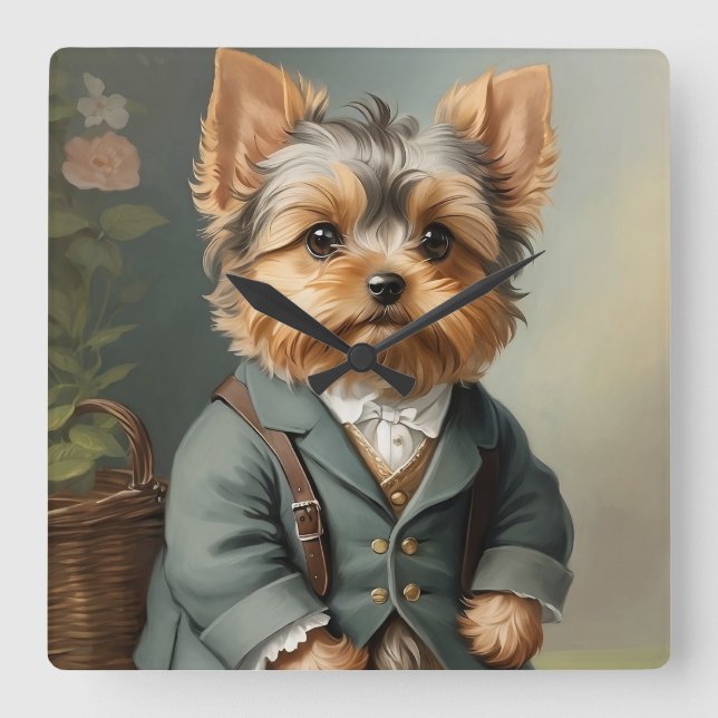 Yorkshire Terrier Fyrkantig Klocka (Framsida)