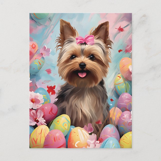 Yorkshire Terrier Glad påsk Vykort (Framsida)
