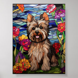 Yorkshire Terrier Glas-in-LED-fönsterdesign Poster